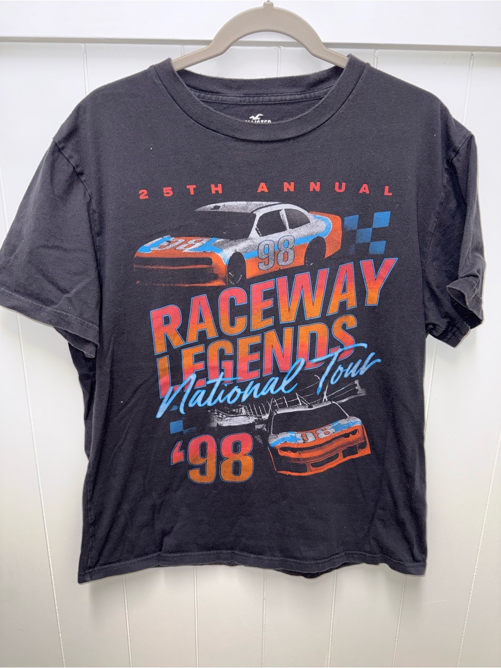Hollister Raceway Legends ’98 Graphic T-Shirt Men’s Large Relaxed Fit Racing Tee
